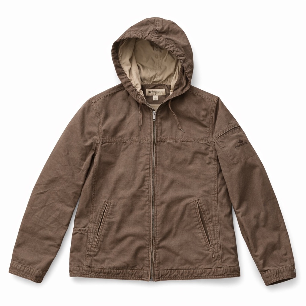 Dri Duck for Her Large Brown Canvas Cotton Hooded Chore Barn Jacket
